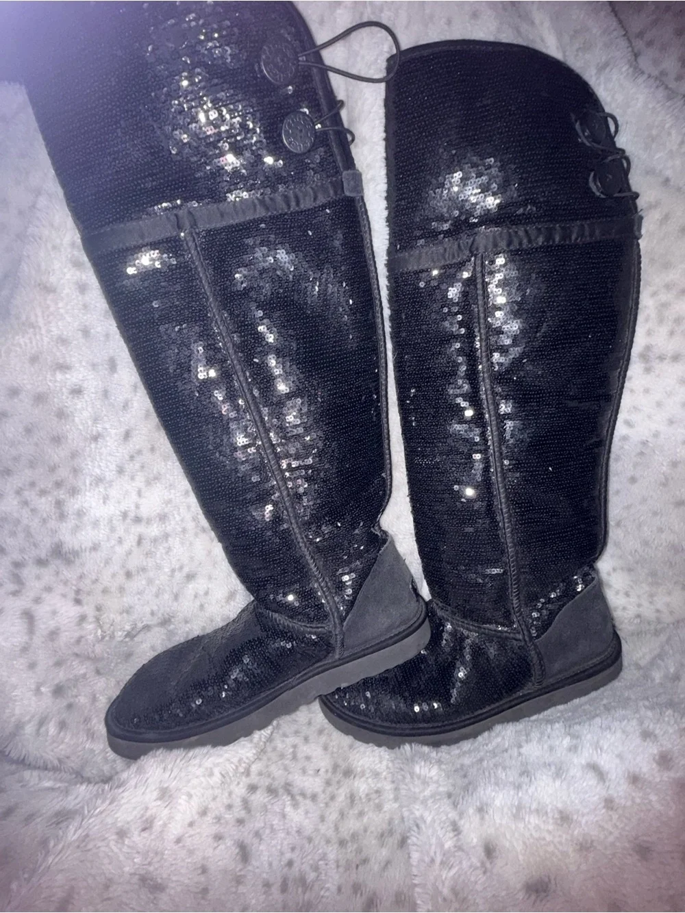 UGG Women's Black Sequin Over-the-Knee Boots